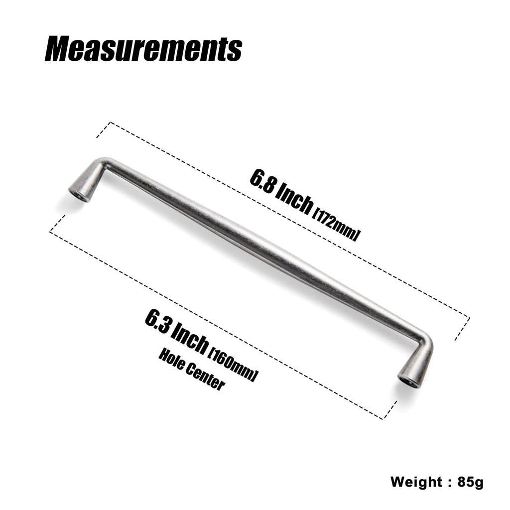 Antique Sliver Zinc Alloy Cabinet Handles - 6.3''(160mm) Hole Center Affordable Luxury Cabinet Pull Hardware , 6 Pack