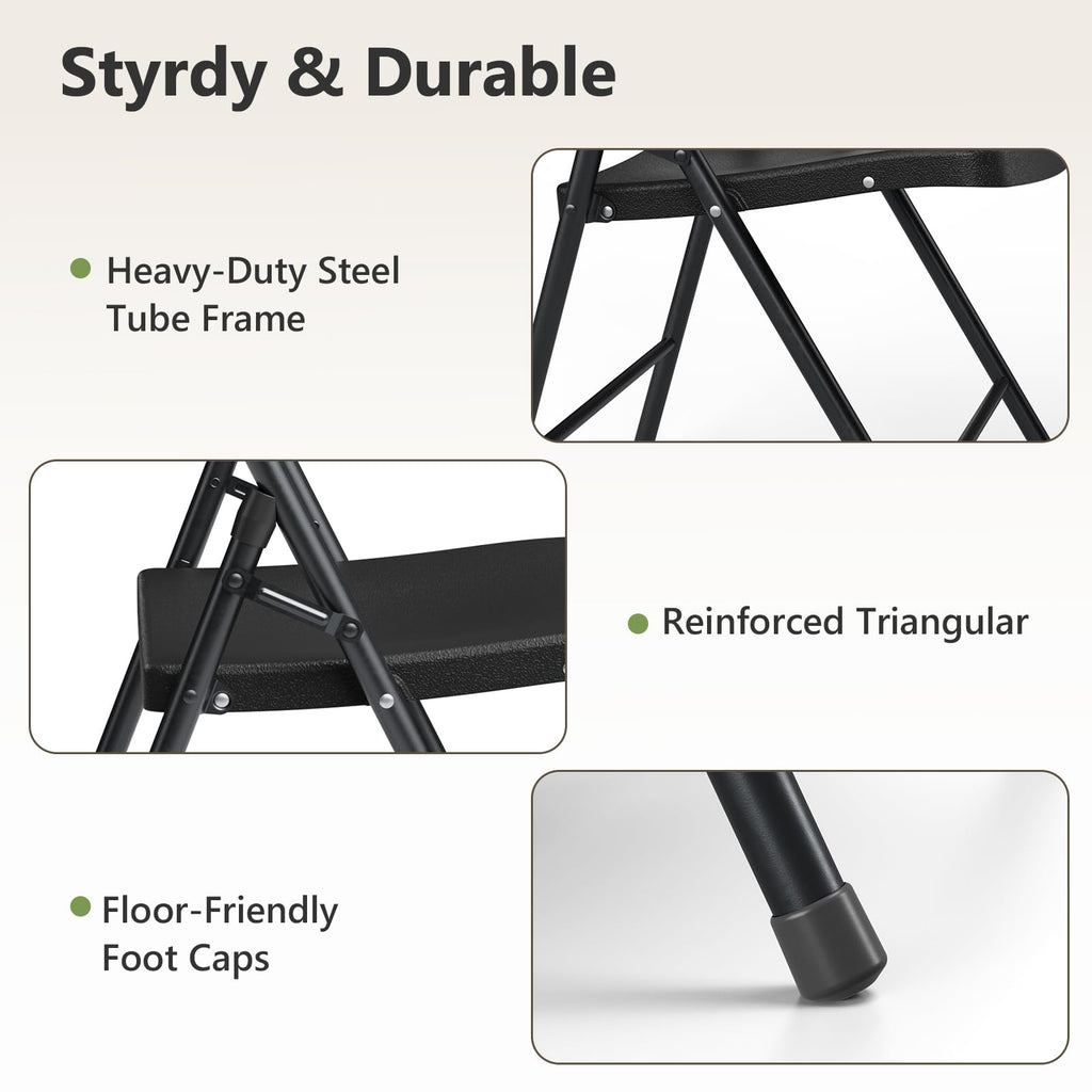 Folding Chairs 10 Pack, Outdoor Plastic Sturdy Metal Folding Chairs for Outside Indoor, Portable 350 lbs Capacity
