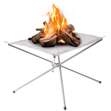 Portable Outdoor Fire Pit 22 Inch - New Upgraded Camping Fire Pit Collapsible Foldable Mesh Fire Pits Fireplace for
