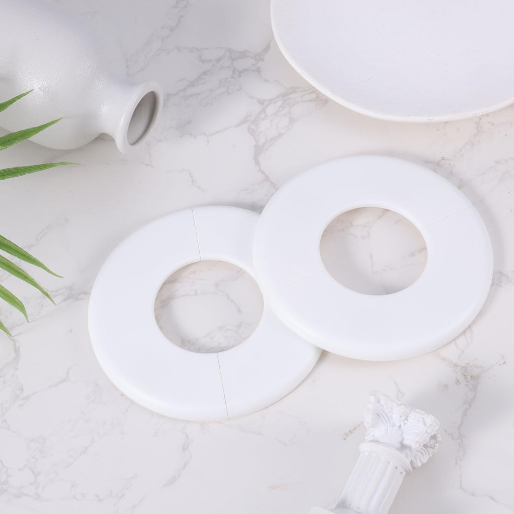 2pcs Wall Split Flange, White Self-Adhesive ABS Round Escutcheon Plate