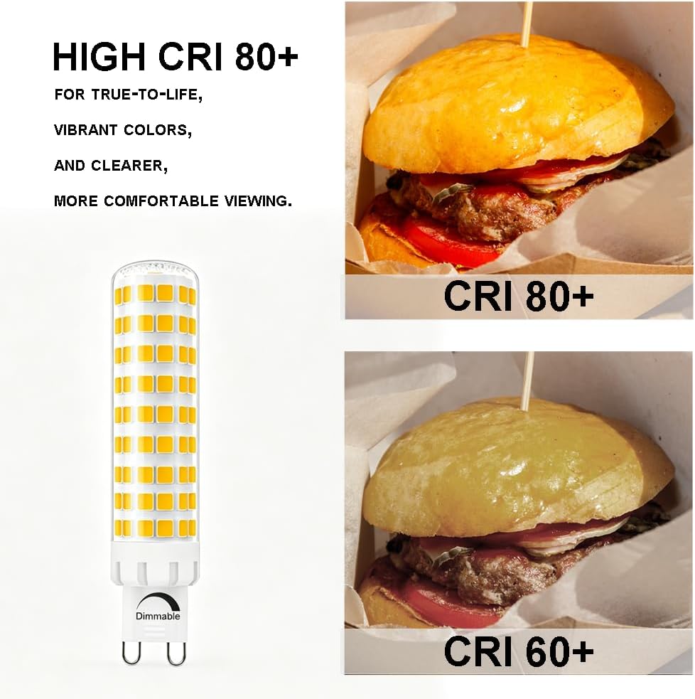 Dimmable G9 LED Bulb 10W, 100W Halogen Equivalent,1200 Lumens,3000K