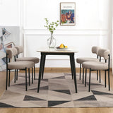 EDWELL Boucle Dining Chairs Set of 2, Round Upholstered Dining Room Chairs with Black Metal Legs