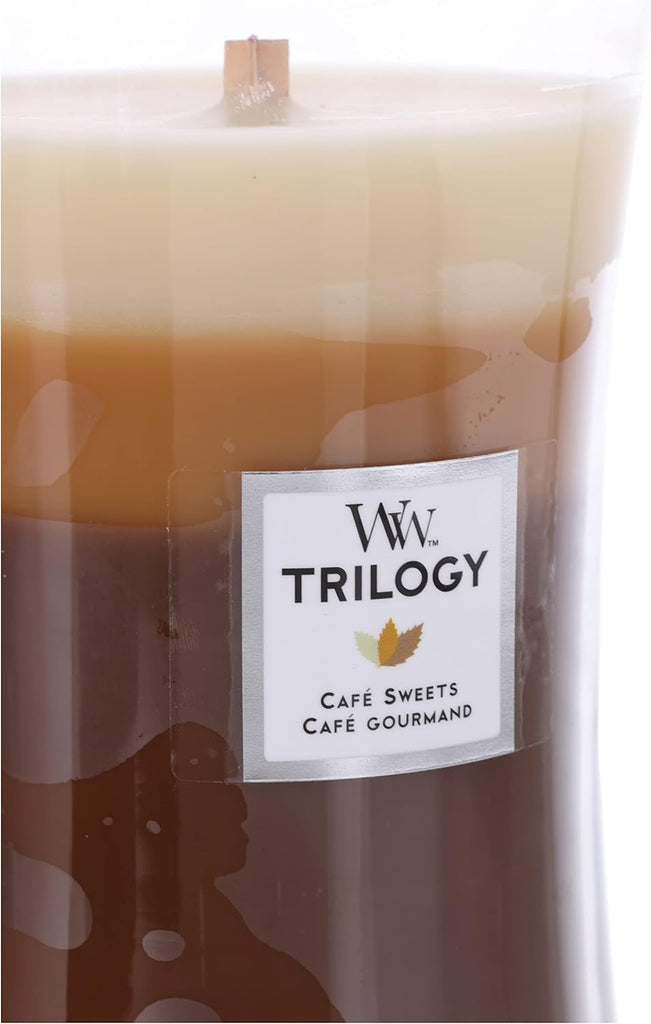 WoodWick Café Sweets Large Hourglass Trilogy Candle & Woodwick Vanilla Bean Large Hourglass Candle