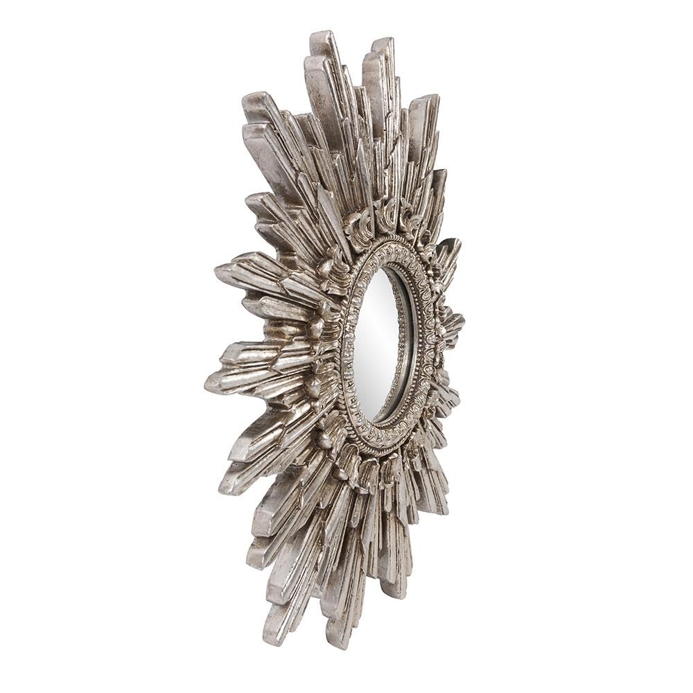 Chelsea Antique Starburst Mirror, Showpeice Round Decorative Focal Point Glass Mirror, Silver, 20" x 26" x 2"