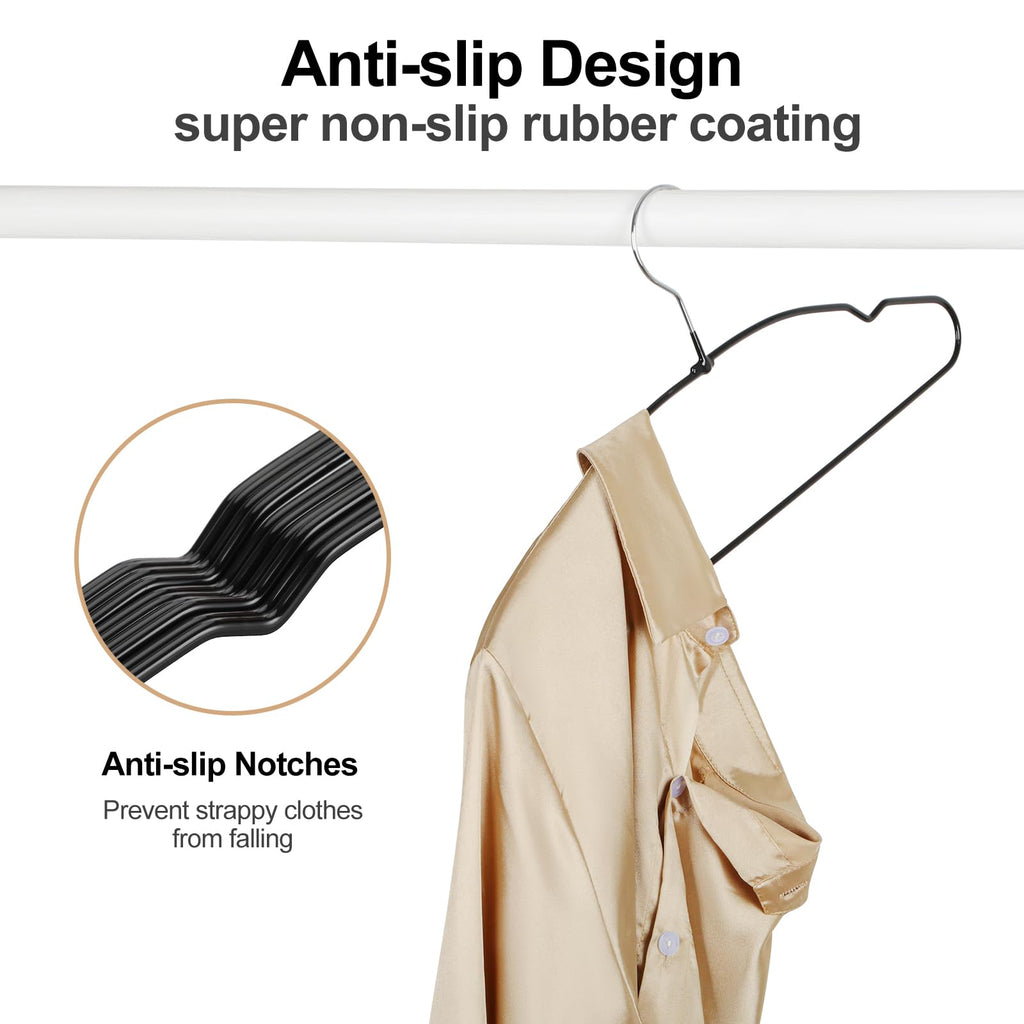 Metal Hangers 30 Pack, Non Slip Clothes Hangers Space Saving, Heavy Duty Rubber Coated Wire Hanger for Coat, Shirt