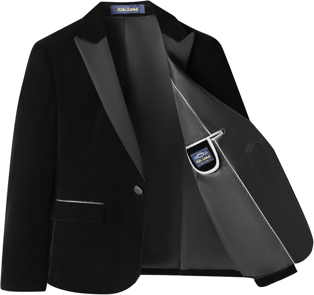 Boy Suits 2 Piece Slim Fit Formal Suit Velvet Tuxedo Suit