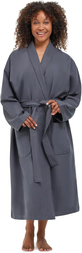 Unisex Chamois Microfiber Shawl Hotel Robe - Soft Lightweight Fabric, Generously Sized Hotel & Spa Robe with Pockets