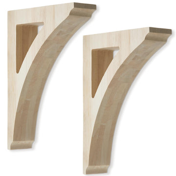 2 Pcs Wood Corbels, 1-3/4" x 8-1/2" x 12" Wooden Shelf Brackets