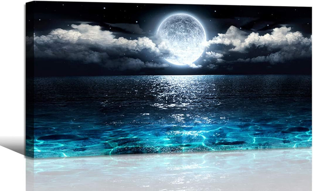 Wall Art Moon Sea Ocean Landscape Picture Canvas Wall Art Print Paintings Modern Artwork Wall Decor and Home Décor