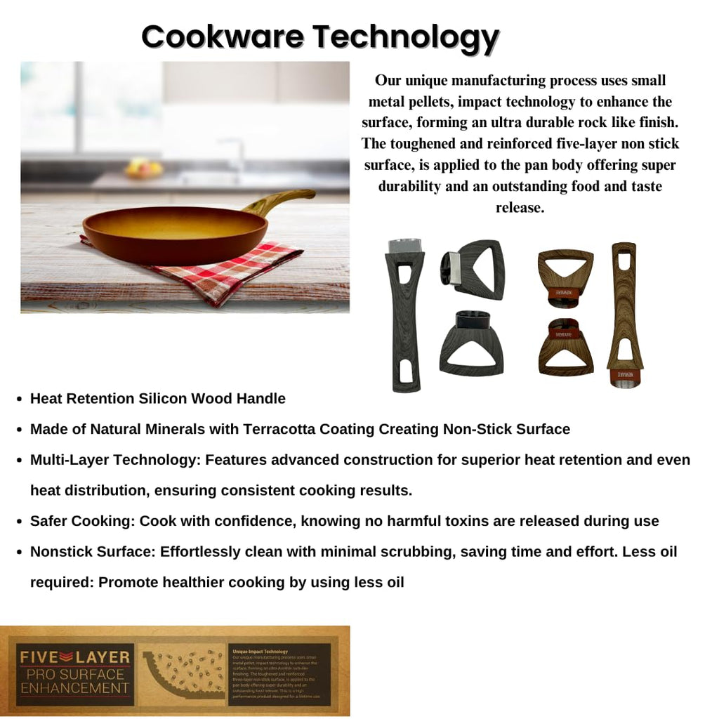 TerraCotta Non-Stick Casserole with Lid 100% PFOA Free and Non Toxic (28CM) Cazuela Olla(7018-28)