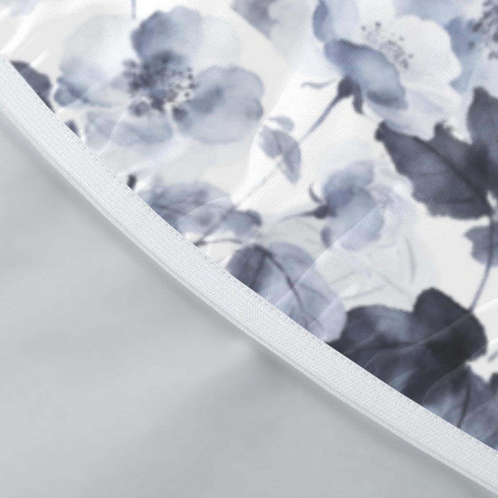 Sping Round Fitted Tablecloth Best for 48"-52" Navy Blue Floral Table Cloth Elastic Edge Washable Farmhouse Rustic
