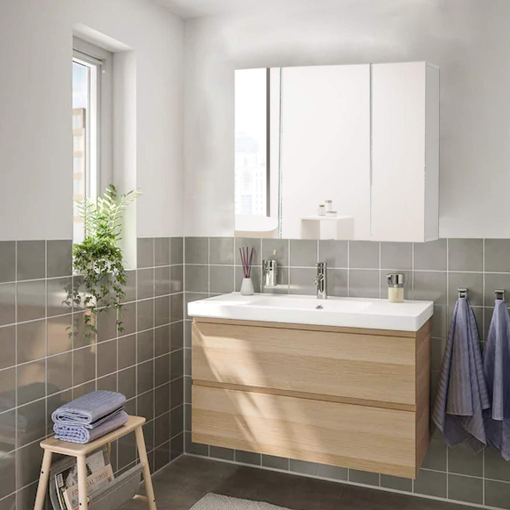 Medicine Cabinet Bathroom Mirror Cabinet with 3 Door 27.6x23.62 Inch Bathroom Wall Cabinet with Mirror Wall Mirror
