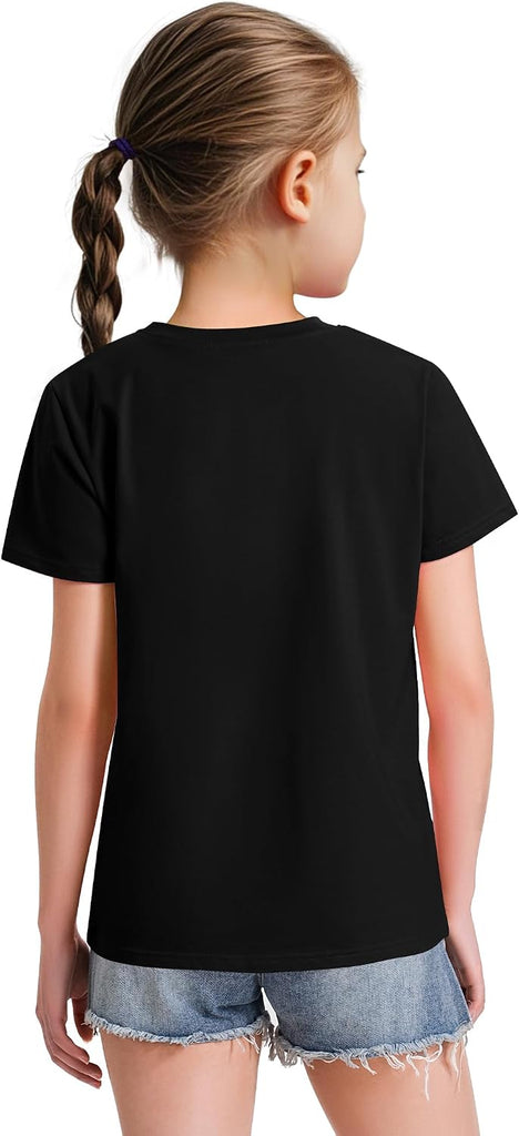 4 Pack Girls Short Sleeve Shirts Cotton T-Shirts Summer Basic Tees