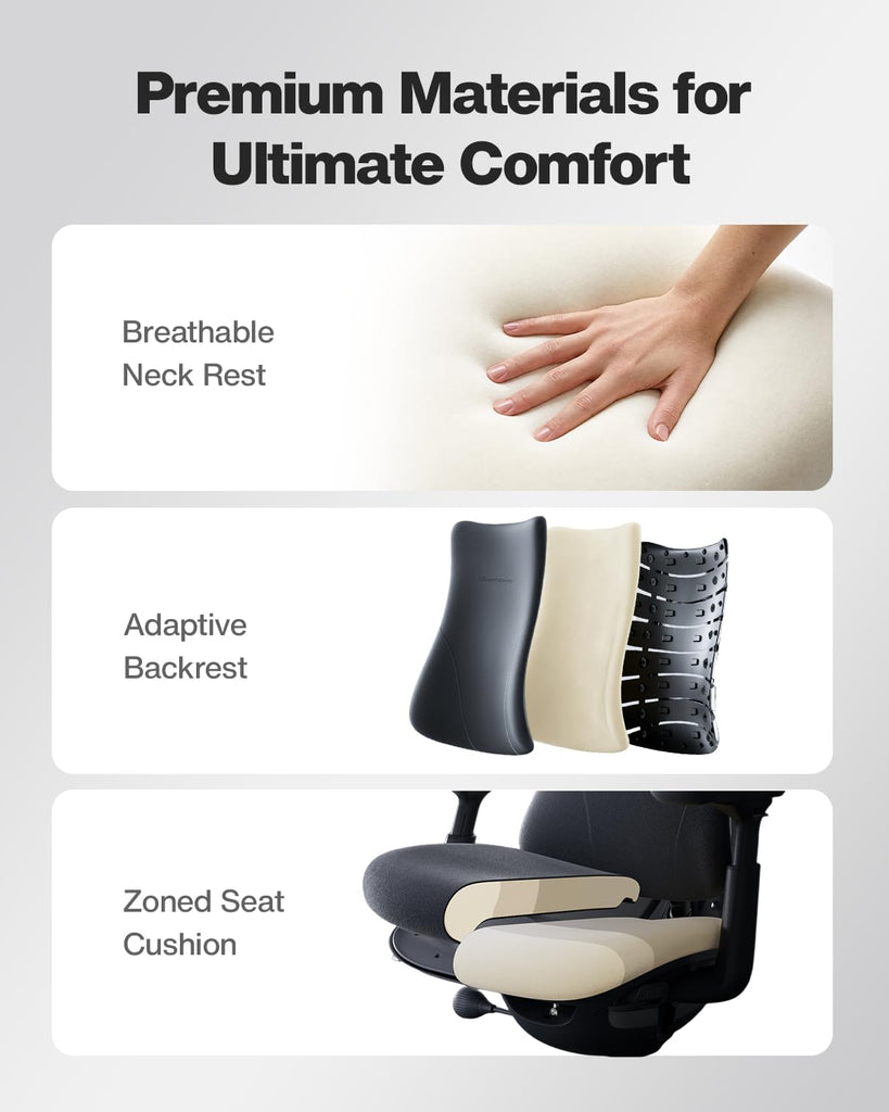 Inspired Embody Style Dynamic Ergonomic Office Chair with Headrest & Footrest — Obsidian Black, 48cm Seat