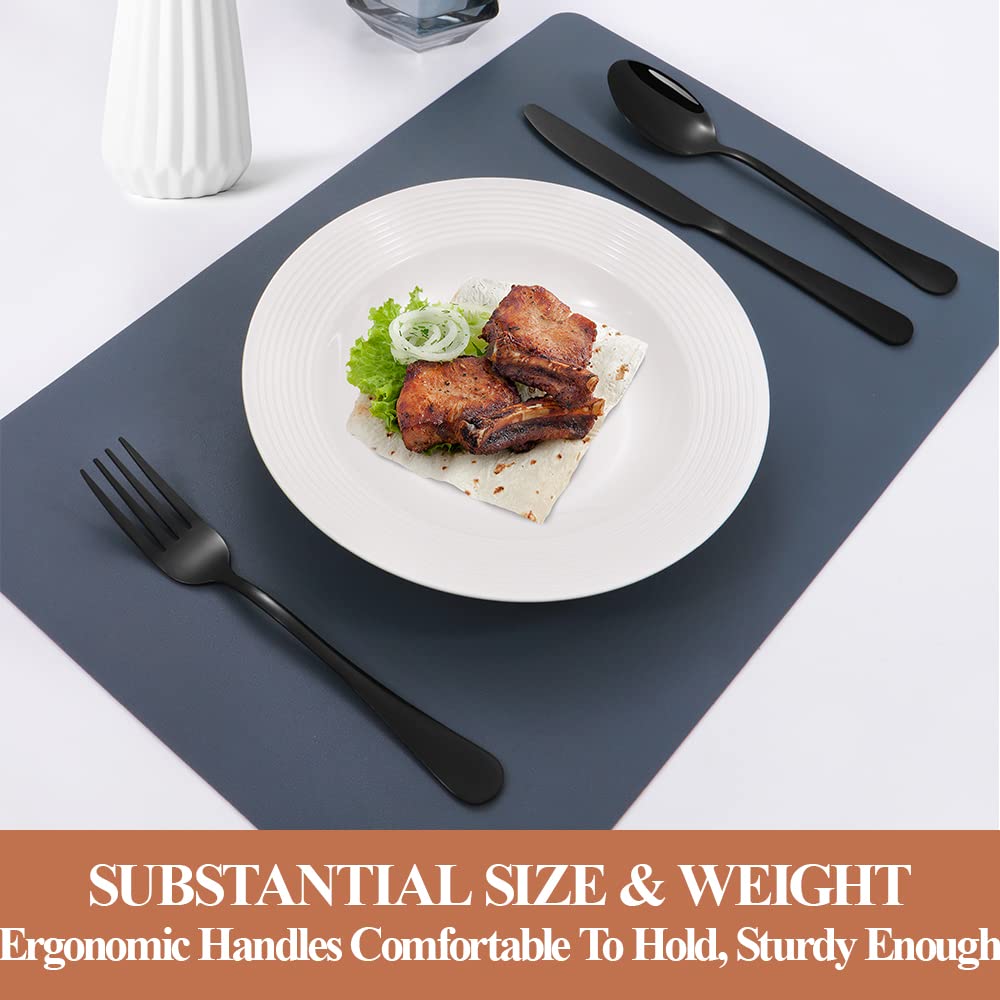 Black Silverware Set,50-Piece Stainless Steel Flatware Set for 10