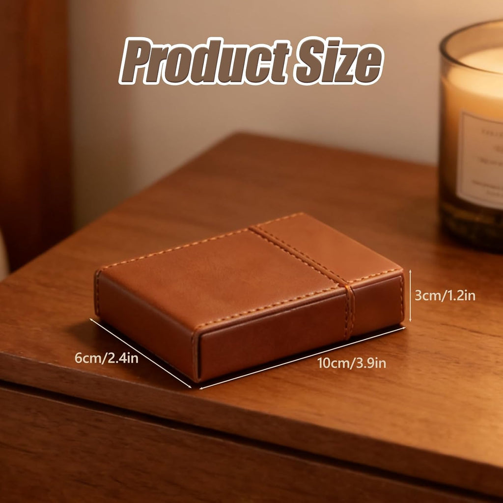 Leather Match Holder with Magnetic Closure, Smooth Leather Clean Stitching, and Moisture-Resistant Design for Coffee