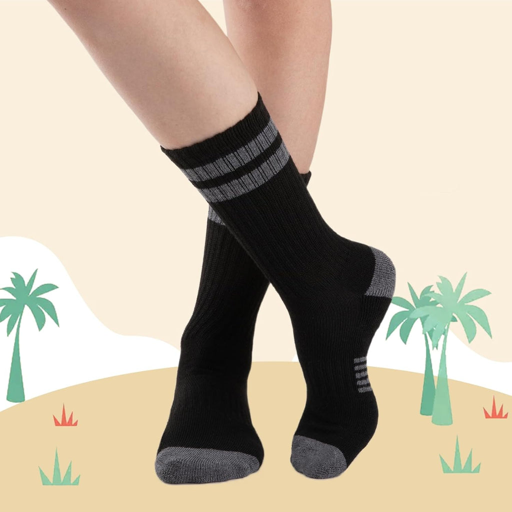 10 Pairs Boys Crew Long Athletic Socks for Old Kids Calf Sports Half Cushioned