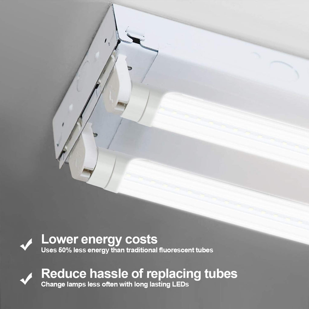 48in LED Tube Light 4FT 5000K Dual-End Powered,T8 Ballast Bypass, 18W (48W Equivalent), 2160 Lumens, Daylight White