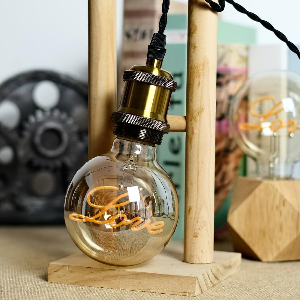 Edison Bulb Led Bulb Vintage 4W Dimmable 110-130V 2000Kelvin Super Yellow Warm Decorative Light Bulb (G30 Love Drop)