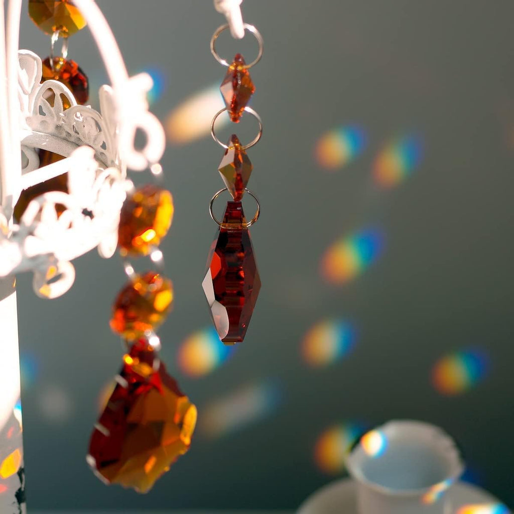 20pcs Crystal Prism Maple Leaf Chandelier Replacement Pendant - Hanging Glass Crystals Octagon Beads for Christmas
