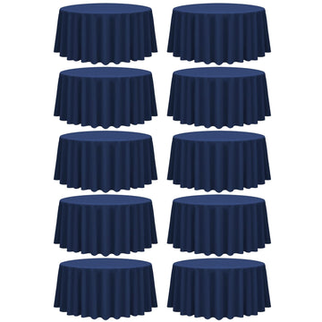 10 Packs Navy Blue Round Tablecloth - 90 Inch, Polyester
