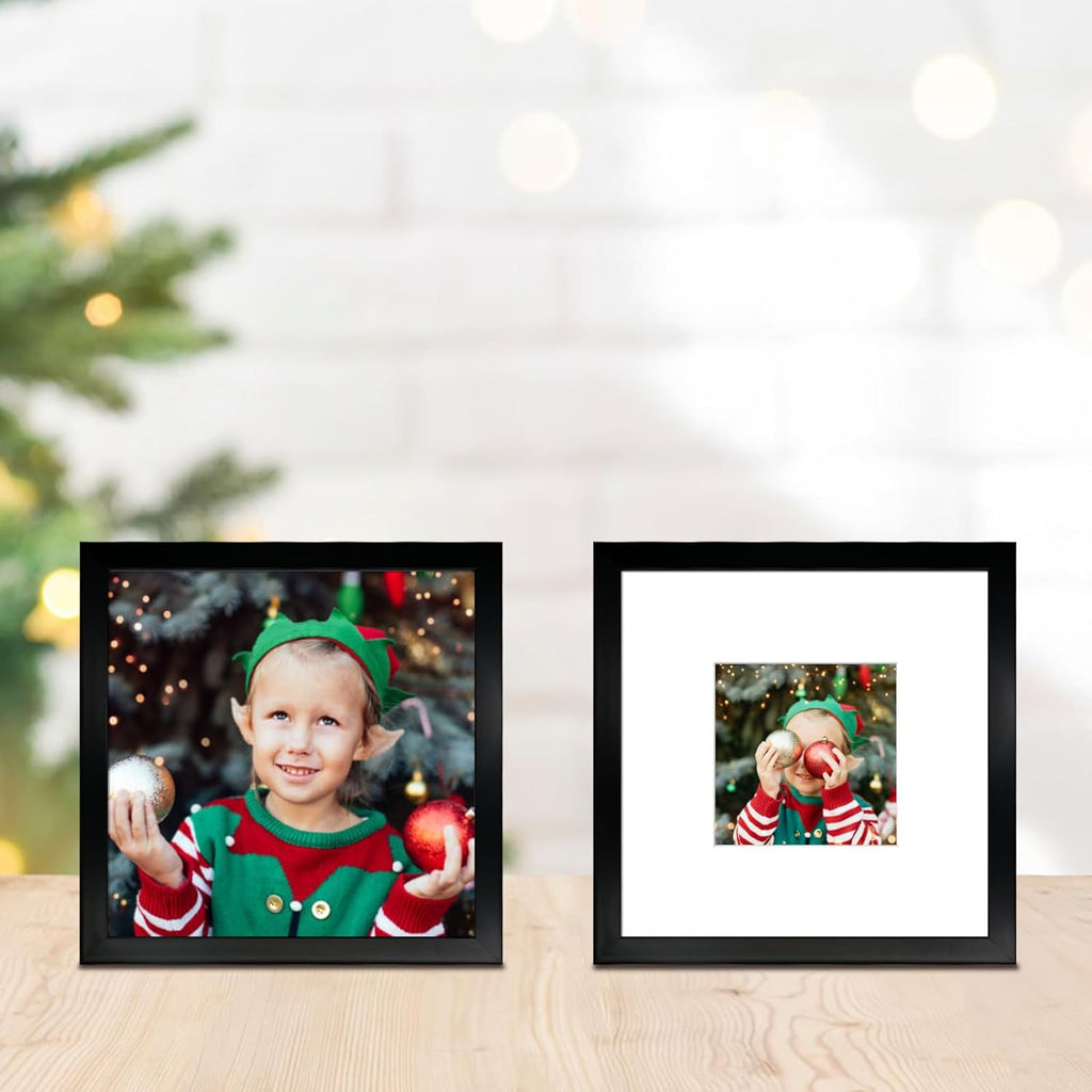 12x12 Picture Frame Set of 9, Display Pictures 8x8 with Mat or 12x12 without Mat, Multi Collage Gallery Square Photo