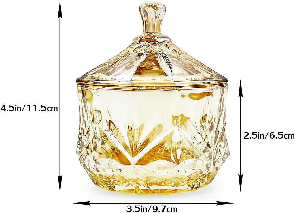 8oz Glass Candy Jar with Lid,Small Crystal Fall Candy Dish,Apothecary Jar for Cotton Balls Q Tips Small Accessories