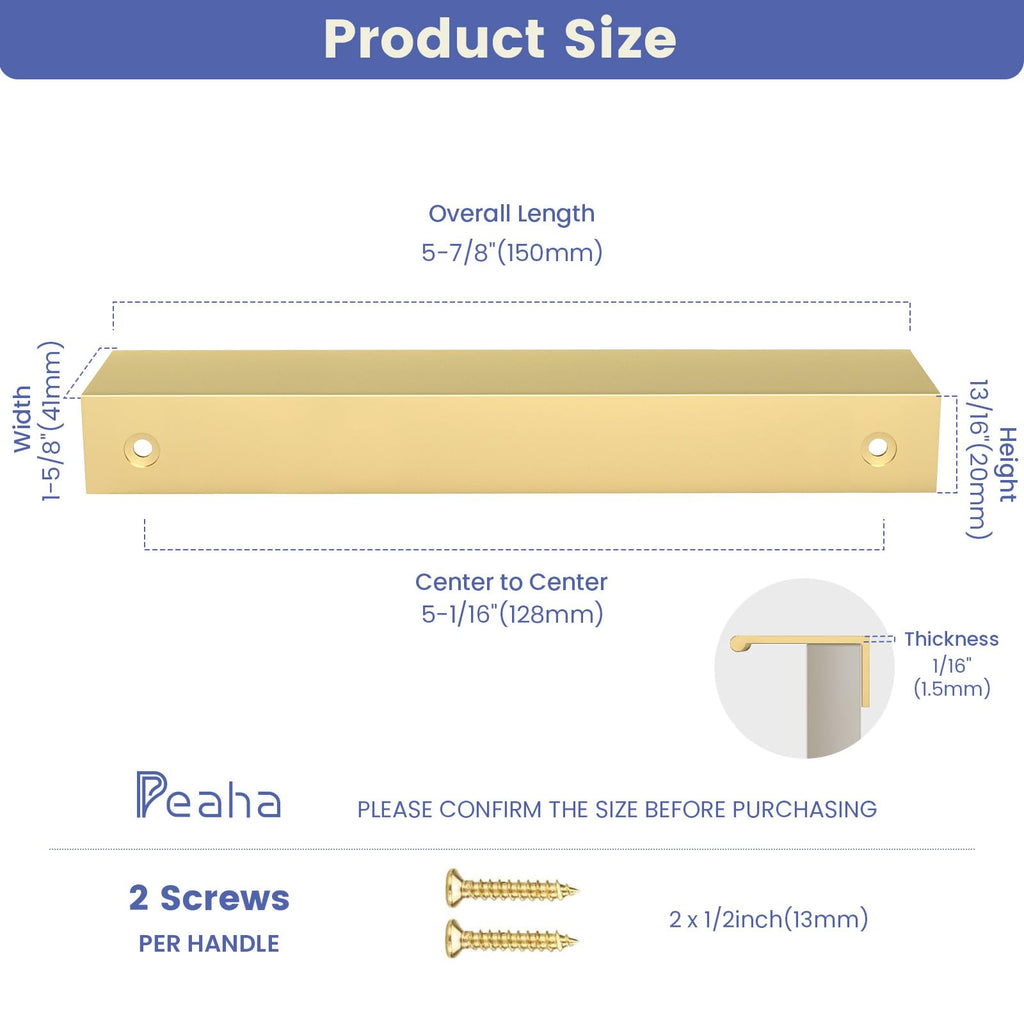 30 Pack Kitchen Cabinet Handles 5-1/16" Matte Gold Pulls Edge Pulls