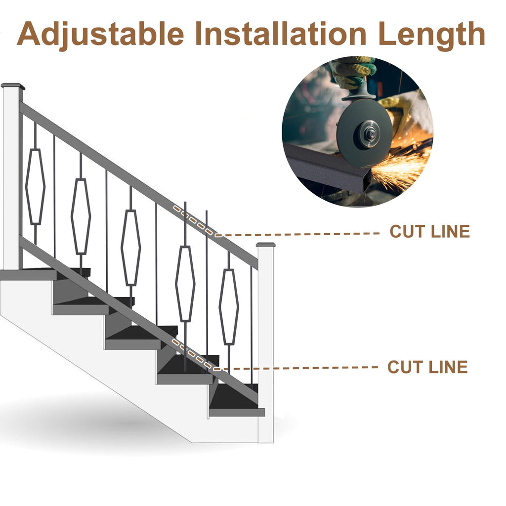10 Pack Wrought Iron Balusters for Staircase Interior, 44" x1/2" Hollow Deck Spindles Stair Railing Indoor - Metal