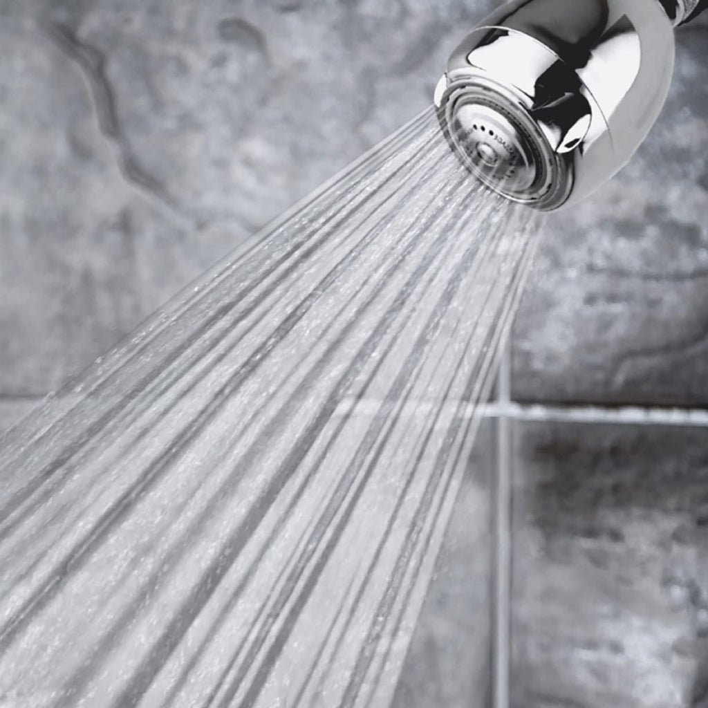 Earth Showerhead - Energy & Water Saving Showerhead (1.75 GPM) High-Efficiency 3-Spray Chrome Fixed Shower Head