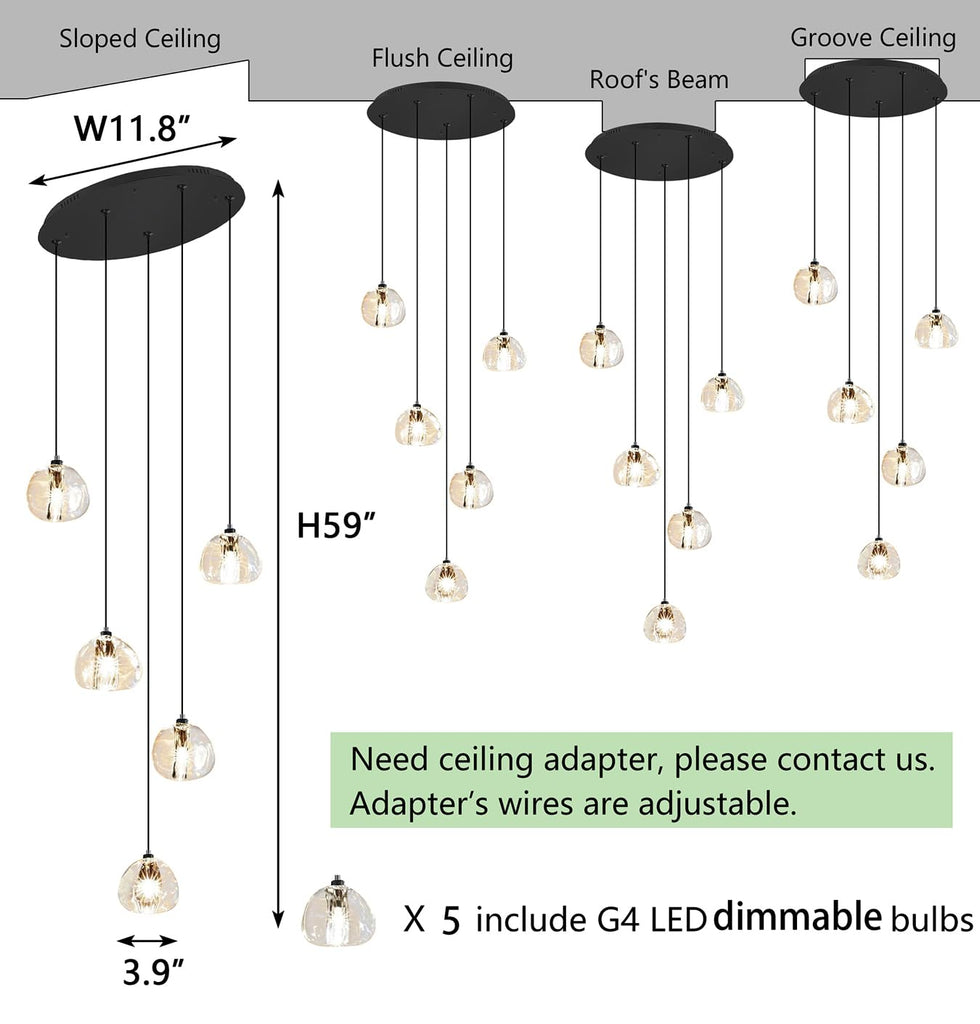 Modern Glam Chandelier LED Kitchen Pendant Lights Island Lighting Remote Dimmable Fixtures Bubble Crystal Floating