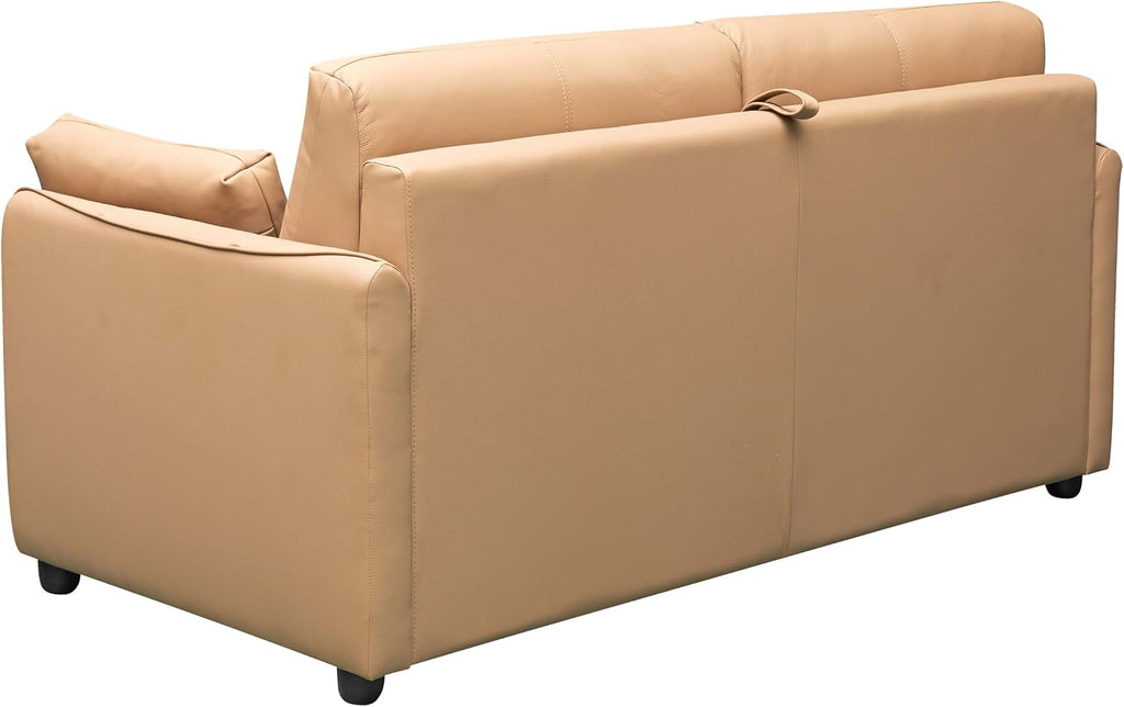 66.5" Alaric Top Grain Italian Leather Full Size Sleeper Sofa Bed with Memory Foam Mattress, Couch with Memory Foam
