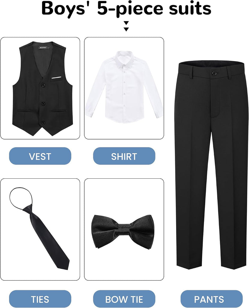 Boys Suits Pieces Formal Slim Fit Tuxedo Suit Set,Teen Suits for Wedding Ring Bearer Church Outfit