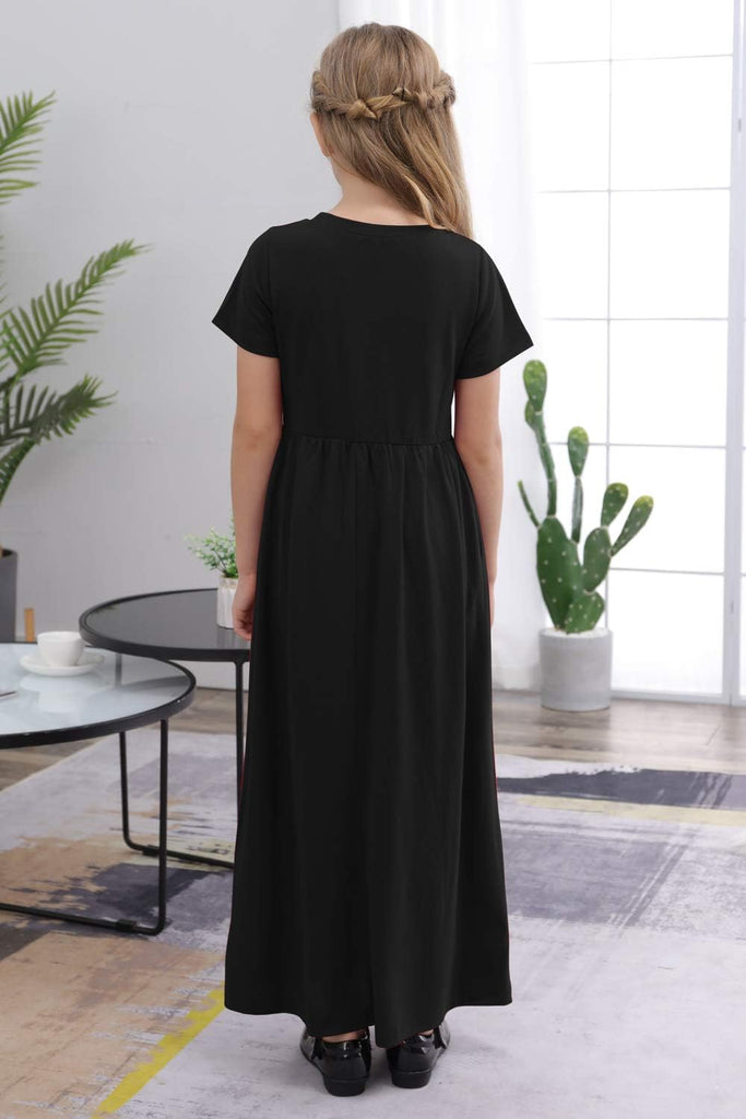 Girls Modest Casual Maxi Dress with Pockets