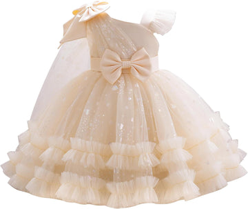 Toddler Baby Girls Sequin Heart Tutu Dress Pageant Wedding Flower Girl Dresses Princess Birthday Party Bowknot Gowns