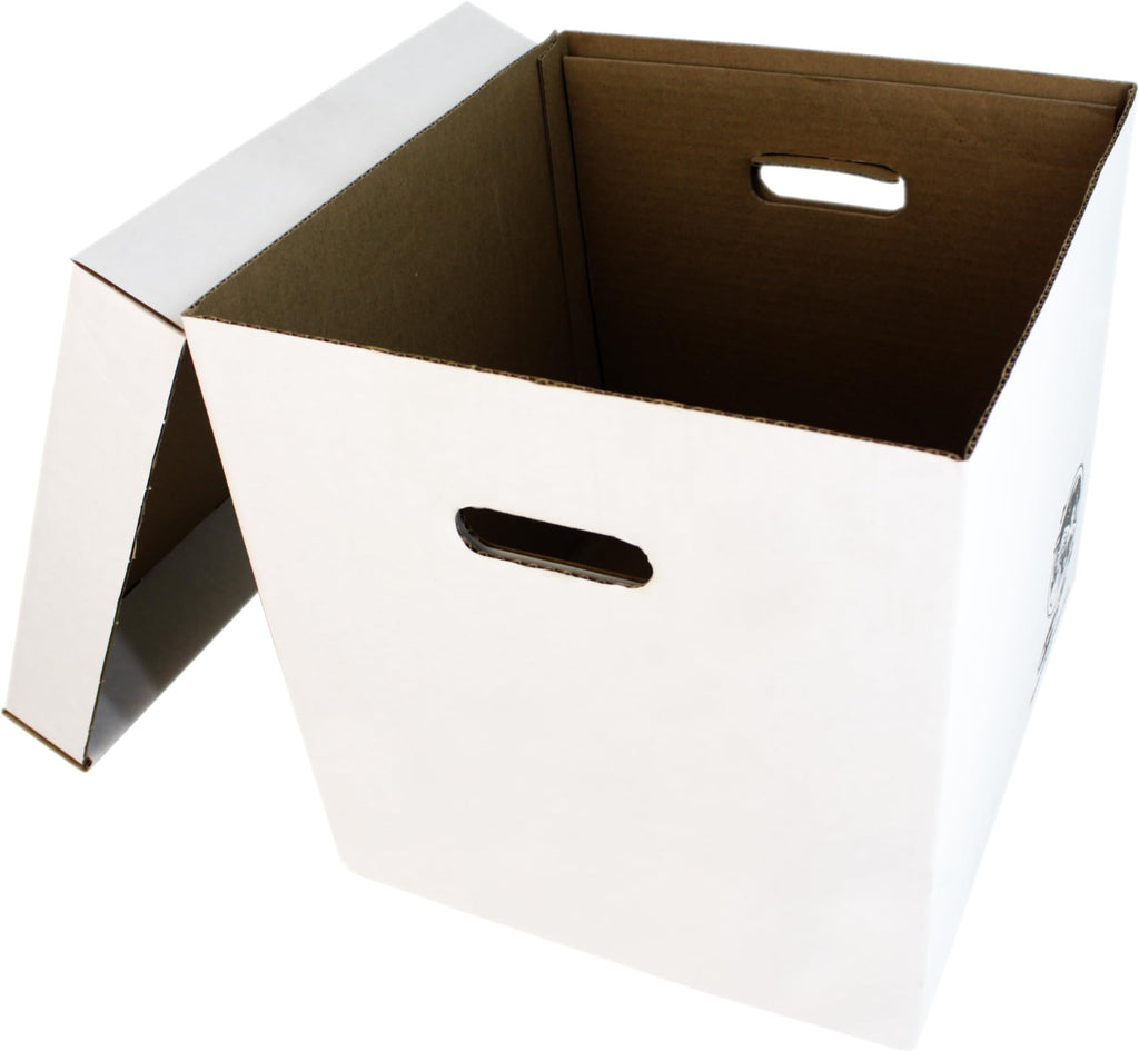 Durable Set of 5 12 inch Vinyl Record Storage Boxes - Heavy-Duty Cardboard Construction with Removable Lid - Holds Up