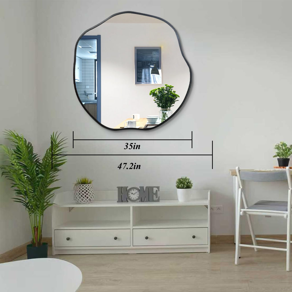 35" Scalloped Wall Mirror, Irregular Shaped Frameless Mirror