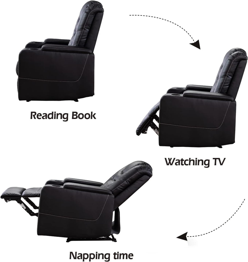 Electric Power Recliner Chair with USB Ports and Cup Holders