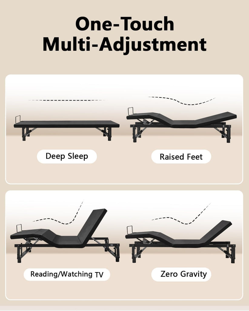 King Adjustable Bed Frame with Zero Gravity Heavy Duty 750 lbs