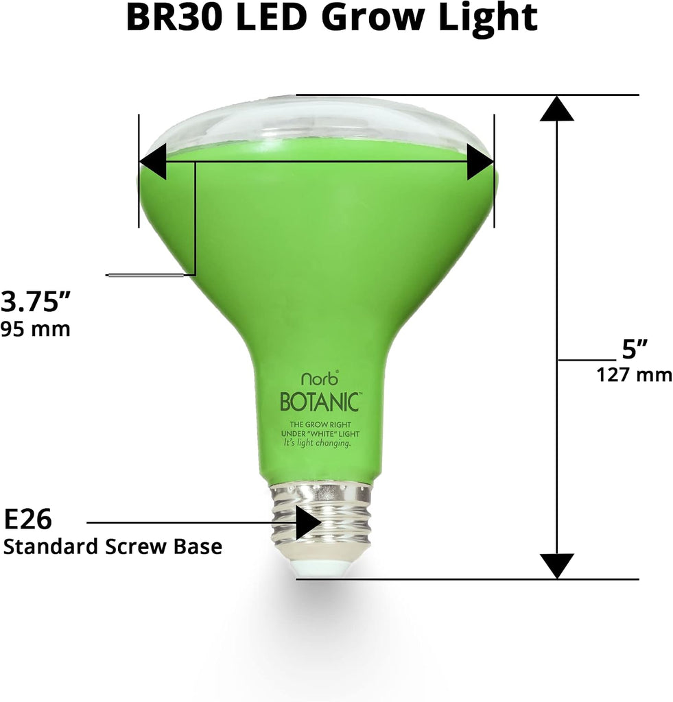 NorbBOTANIC BR30 LED Grow Light - Full-Spectrum Sunlight Bulb for Indoor Plants - 14W Energy-Efficient Grow Lamp