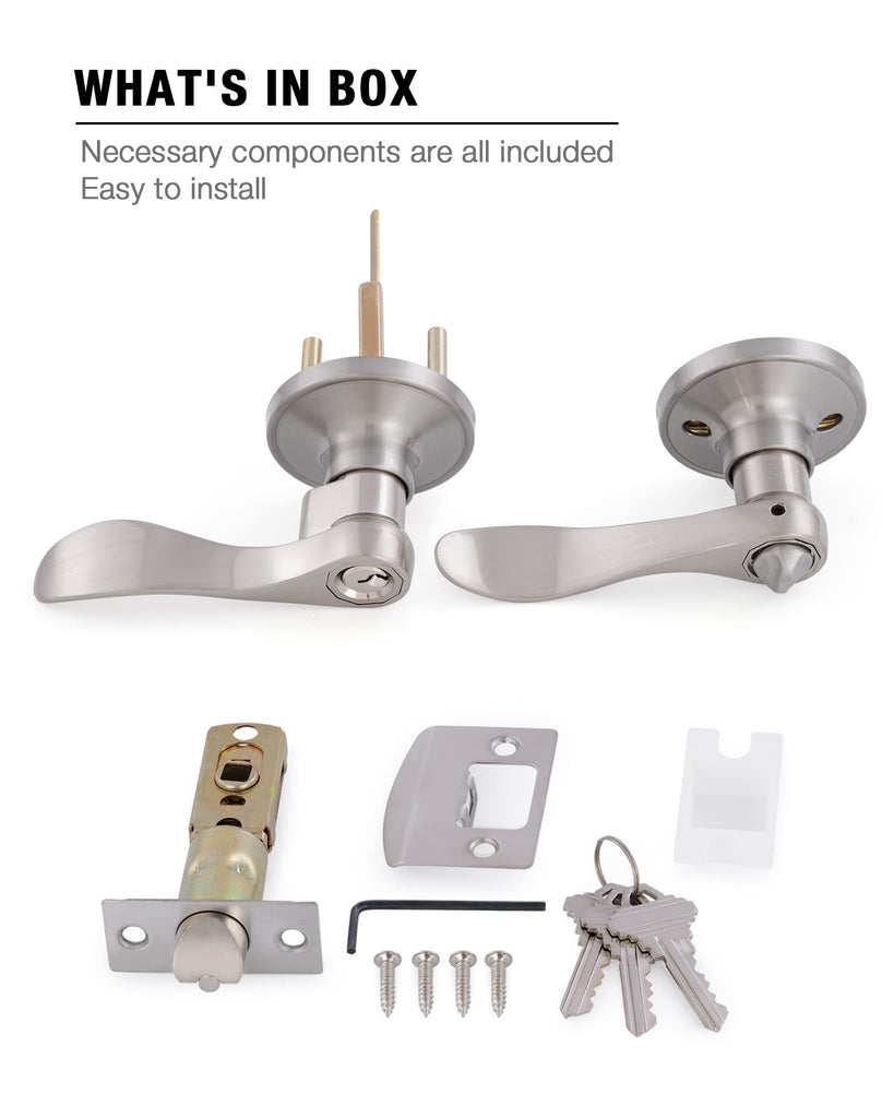 2 Pack Door Levers Interior Keyed Difference Entry Front/Bedroom Door Handles for Left and Right Opened Door with