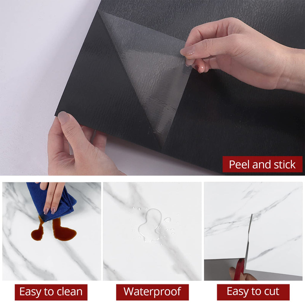 Marble Peel and Stick Floor Tile Bathroom Waterproof Vinyl Tiles