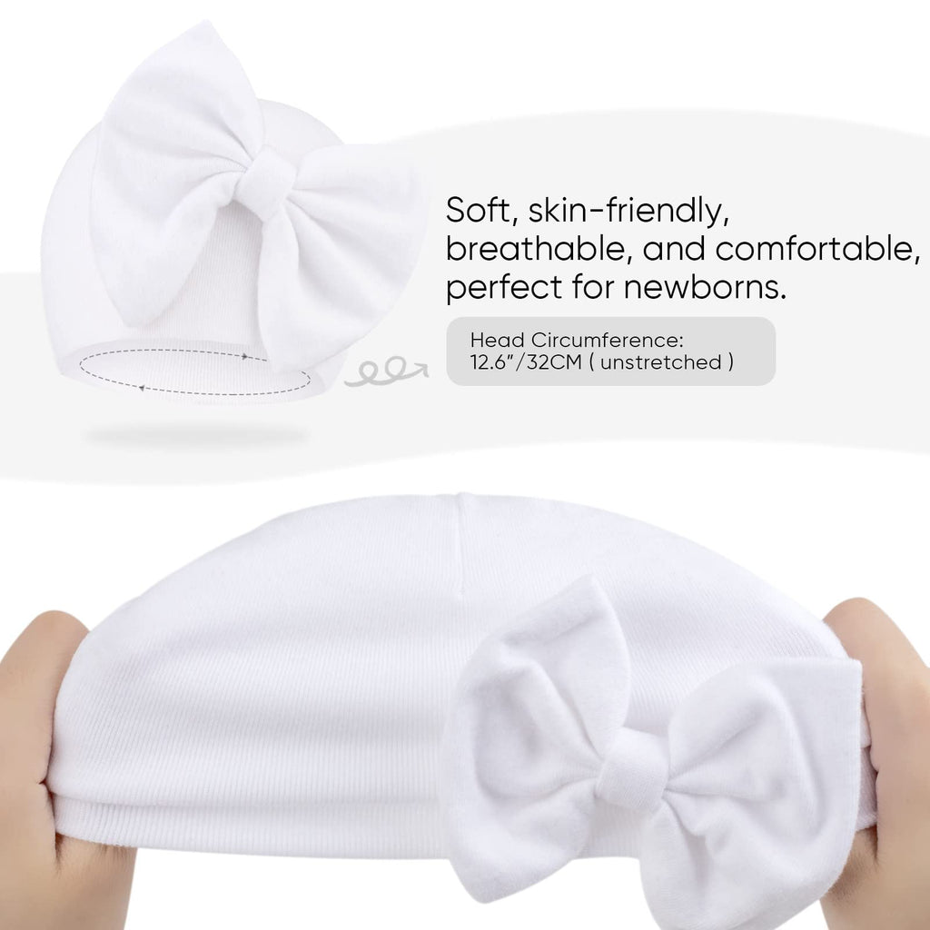 Newborn Baby Girl Hats and Mittens Set Baby Bow Beanie
