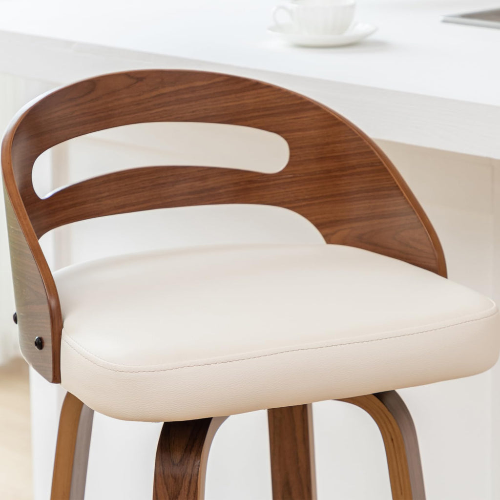 Mid Century Modern Bar Stools, Swivel Bar Stools with Walnut Craftsmanship