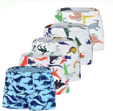 Boys Boxer Briefs, Toddler Kids Soft Cotton Underwear 4/5 Pairs Little Big Boy Dinosaur Shark Shorts Set