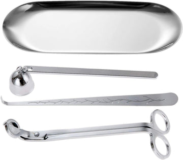 4-in-1 Stainless Steel Candle Care Kit for Candle Lovers, Silver - Set of 4