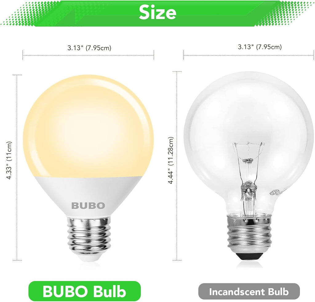 Vanity Light Bulbs for Bathroom Over Mirror, 60 Watt Equivalent, Soft White 2700K, G25 Globe Light Bulb 800 Lumens