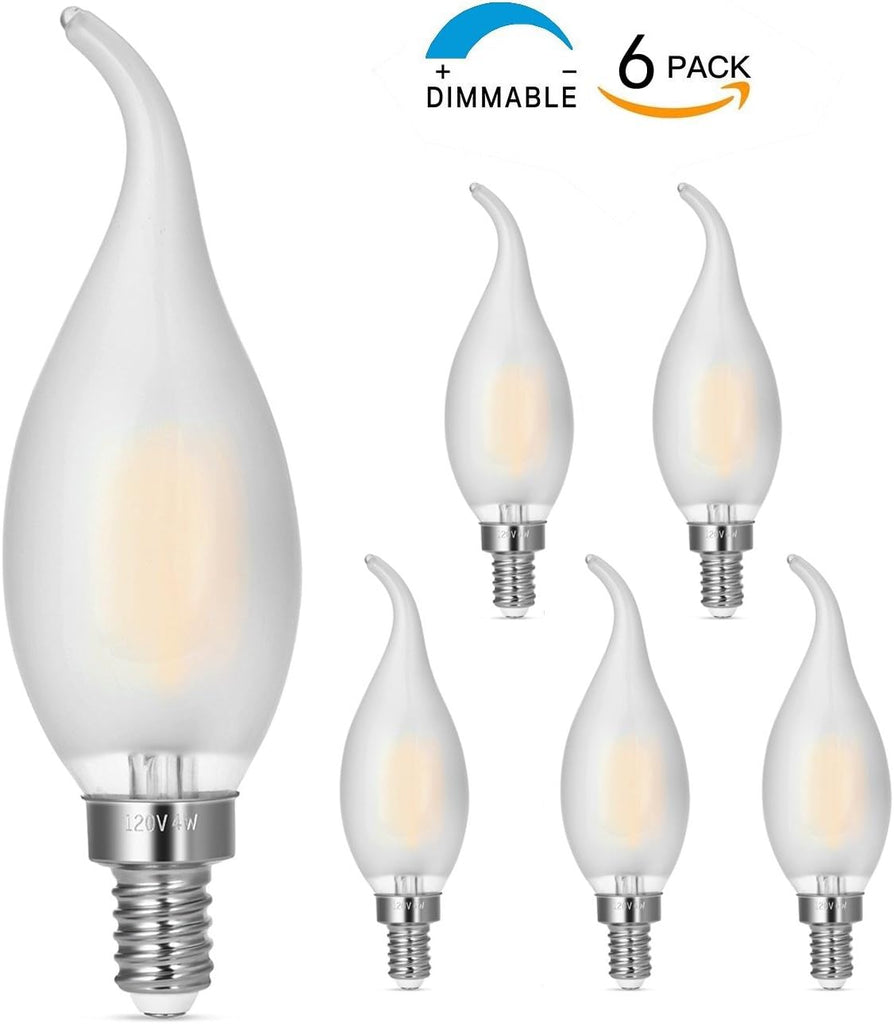 Candelabra LED Bulbs 2700K 40w Equivalent Improve Flame tip Frosted Glass E12 Base Warm White Decoration E12 LED Bulb