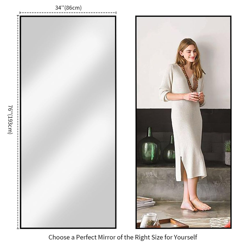 76"x34" Floor Mirror Full Length, Large Black Mirror