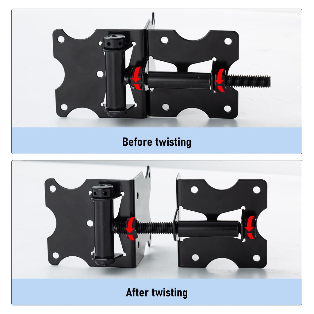 Self Closing Gate Hinges, 90 Degree Adjustable Hinges, Black, 2 Pack